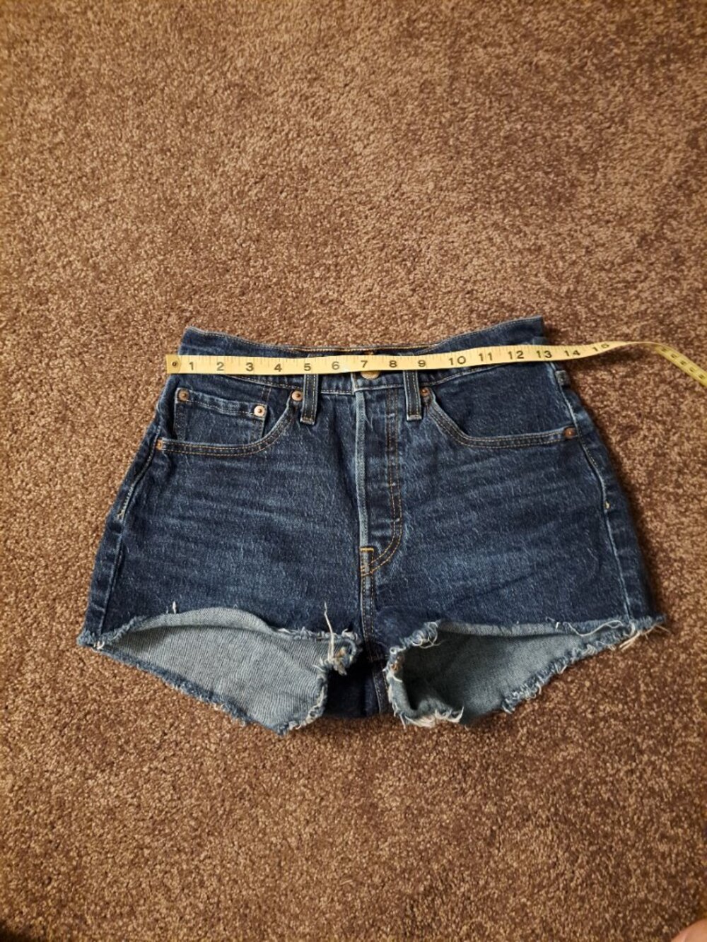 Levi's 501 Cutoff Raw Hem High Waist Denim Jean Shorts With Button Fly - Picture 4 of 10